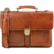 ανδρική επαγγελματική τσάντα δερμάτινη assisi 15 ίντσες tuscany leather tl141825 μελί