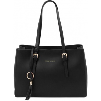 γυναικεία τσάντα δερμάτινη tuscany leather tl142037 μαύρο