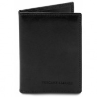 δερμάτινη θήκη για επαγγελματικές / πιστωτικές κάρτες tuscany leather tl142063 μαύρο