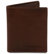 ανδρικό πορτοφόλι δερμάτινο tuscany leather tl142064 καφέ σκούρο