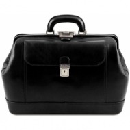 ιατρική τσάντα δερμάτινη leonardo tuscany leather tl142072 μαύρο