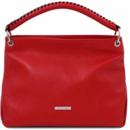 γυναικεία τσάντα δερμάτινη tuscany leather tl142087 κόκκινο lipstick