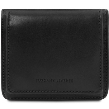 unisex πορτοφόλι δερμάτινο tuscany leather tl142059 μαύρο