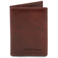δερμάτινη θήκη για επαγγελματικές / πιστωτικές κάρτες tuscany leather tl142063 καφέ