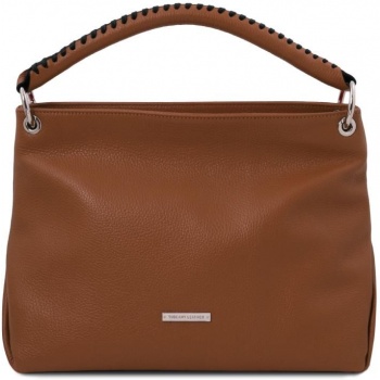 γυναικεία τσάντα δερμάτινη tuscany leather tl142087 κονιάκ