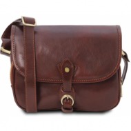 γυναικεία τσάντα ώμου δερμάτινη alessia tuscany leather tl142020 καφέ