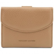 γυναικείο πορτοφόλι δερμάτινο calliope tuscany leather tl142058 σαμπανιζέ