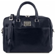τσάντα laptop δερμάτινη urbino 15.6 ίντσες tuscany leather tl141241 μπλε σκούρο