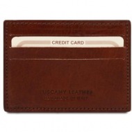 δερμάτινη θήκη για επαγγελματικές / πιστωτικές κάρτες tuscany leather tl140805 καφέ