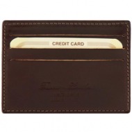 δερμάτινη θήκη για επαγγελματικές / πιστωτικές κάρτες tuscany leather tl141011 καφέ σκούρο