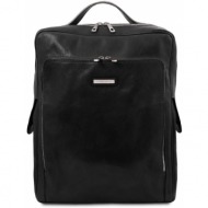 ανδρική τσάντα πλάτης δερμάτινη bangkok 17 ίντσες tuscany leather tl141987 μαύρο
