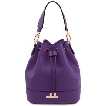 γυναικεία τσάντα δερμάτινη tuscany leather tl142146 μωβ