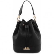 γυναικεία τσάντα δερμάτινη tuscany leather tl142146 μαύρο