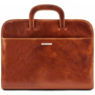 επαγγελματική τσάντα δερμάτινη sorrento tuscany leather tl141022 μελί