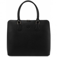 γυναικεία επαγγελματική τσάντα δερμάτινη magnolia tuscany leather tl141809 μαύρο