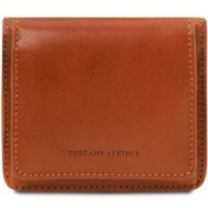 unisex πορτοφόλι δερμάτινο tuscany leather tl142059 μελί