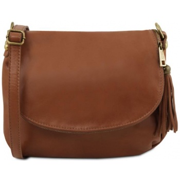 γυναικεία τσάντα δερμάτινη tuscany leather tl141223 κανελί