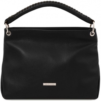 γυναικεία τσάντα δερμάτινη tuscany leather tl142087 μαύρο