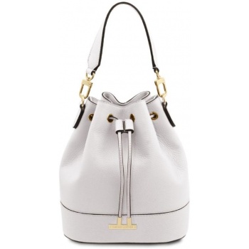 γυναικεία τσάντα δερμάτινη tuscany leather tl142146 λευκό