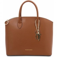 γυναικεία τσάντα δερμάτινη tuscany leather tl142212 κονιάκ