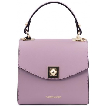 γυναικεία τσάντα δερμάτινη tuscany leather tl142203 λιλά