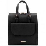 γυναικεία τσάντα πλάτης & ώμου δερμάτινη tuscany leather tl142211 μαύρο