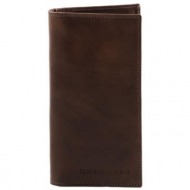 δερμάτινο πορτοφόλι / θήκη καρτών tuscany leather tl140784 καφέ σκούρο