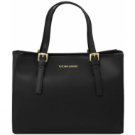 γυναικεία τσάντα δερμάτινη aura tuscany leather tl141434 μαύρο