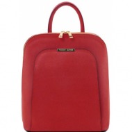 τσάντα πλάτης δερμάτινη tuscany leather tl141631 κόκκινο