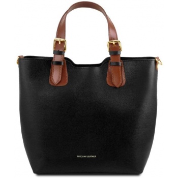 γυναικεία τσάντα δερμάτινη tuscany leather tl141696 μαύρο