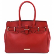 γυναικεία τσάντα δερμάτινη tuscany leather tl142174 κόκκινο lipstick