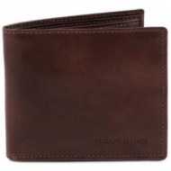 ανδρικό πορτοφόλι δερμάτινο tuscany leather tl140761 καφέ σκούρο