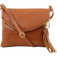 γυναικείο τσαντάκι δερμάτινο tl young bag tuscany leather tl141153 κονιάκ