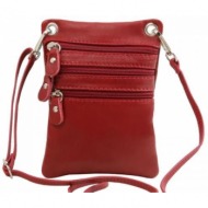 γυναικείο τσαντάκι δερμάτινο tuscany leather tl141368 κόκκινο