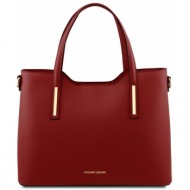 γυναικεία τσάντα δερμάτινη olimpia tuscany leather tl141412 κόκκινο