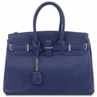 γυναικεία τσάντα δερμάτινη tuscany leather tl141529 μπλε σκούρο