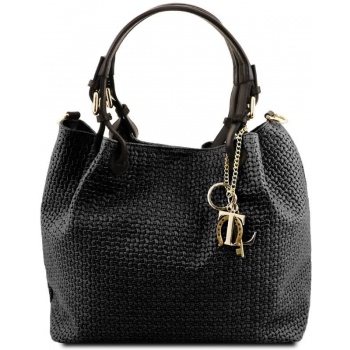 γυναικεία τσάντα δερμάτινη tuscany leather tl141573 μαύρο