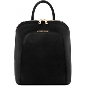 τσάντα πλάτης δερμάτινη tuscany leather tl141631 μαύρο