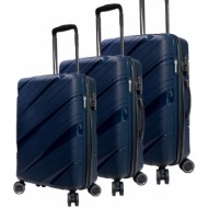 σετ 3 βαλίτσες benzi bz5627 μπλε