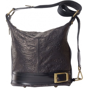 δερμάτινη τσάντα ωμου caterina firenze leather 300s μαύρο