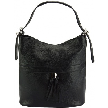 δερμάτινη τσάντα χειρός letizia firenze leather 9109 μαύρο