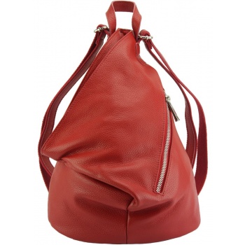 δερμάτινη τσάντα πλάτης clapton firenze leather 9200 κόκκινο