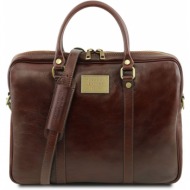 γυναικεία τσάντα laptop 15.6` δερμάτινη prato καφέ tuscany leather