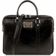 γυναικεία τσάντα laptop 15.6` δερμάτινη prato μαύρο tuscany leather