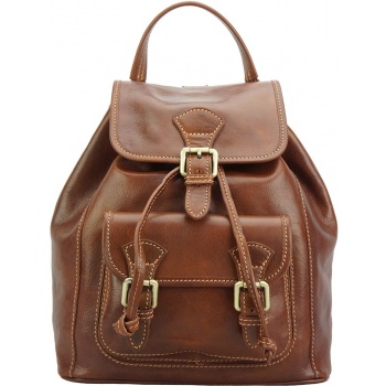 δερμάτινη τσάντα πλάτης tuscany firenze leather 6567 καφε