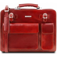 επαγγελματική τσάντα δερμάτινη venezia κόκκινο tuscany leather