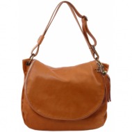 γυναικεία τσάντα δερμάτινη tl141110 κονιάκ tuscany leather