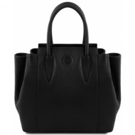 γυναικεία τσάντα δερμάτινη tulipan μαύρο tuscany leather