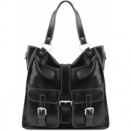 γυναικεία τσάντα δερμάτινη melissa μαύρο tuscany leather