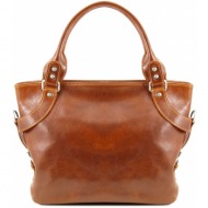 γυναικεία τσάντα δερμάτινη ilenia μελί tuscany leather